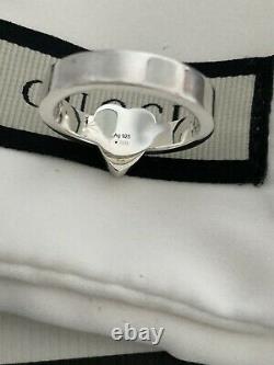 Genuine Stunning Gucci Ladies Heart Sterling Silver Heart Ring In Box Size 14