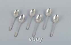 Georg Jensen Beaded. A set of six large dinner spoons in sterling silver