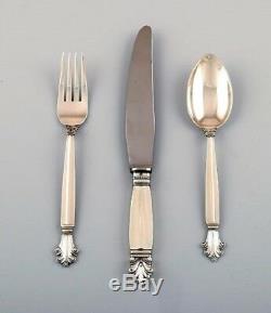 Georg Jensen Sterling Silver'Acanthus' Cutlery. Complete dinner service for 12p