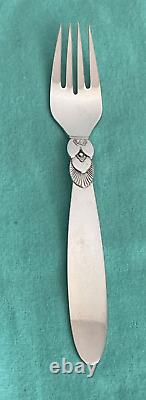 Georg Jensen Sterling Silver Cactus Pattern Salad Fork 5 & 3/4 Inches Long