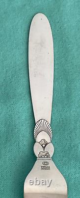 Georg Jensen Sterling Silver Cactus Pattern Salad Fork 5 & 3/4 Inches Long