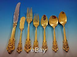 Golden Grande Baroque by Wallace Sterling Silver Flatware Set Dinner 57 pcs Gold