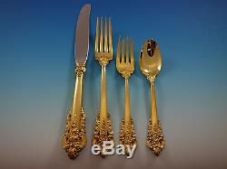 Golden Grande Baroque by Wallace Sterling Silver Flatware Set Dinner 57 pcs Gold