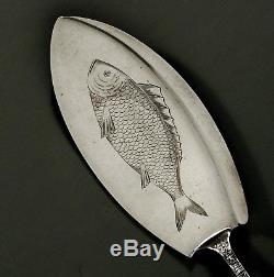 Gorham Sterling Silver Fish Slice c1890 HAND DECORATED