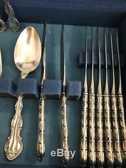 Gorham Strasbourg Sterling Silver Flatware Service for 8 Serving Spoon & Sugar