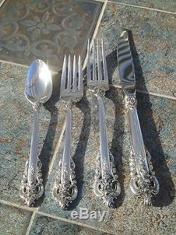 Grande Baroque 32 pc 8 Place Settings Wallace Sterling Silver Grand Heavy Set