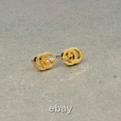 Gucci Double G Stud Earrings Yellow Gold Finish with Sterling silver