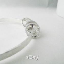 Handmade Hammer Finish Solid Sterling Silver Rings Personalised Charm Bangle