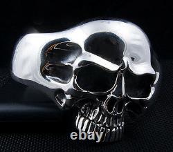 Heavy Phantom Skull 925 Sterling Silver Mens Cuff Bracelet Rider Biker Harley