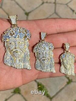 Hip Hop 14k Gold Over 925 Sterling Silver Jesus Piece Flooded Out Pendant Iced