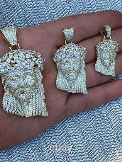 Hip Hop 14k Gold Over 925 Sterling Silver Jesus Piece Flooded Out Pendant Iced