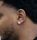 Hip Hop Square Iced Baguette Gold Screw Back Mens 925 Sterling Silver Earrings