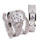 His And Hers 925 Sterling Silver 4 Pc Wedding Engagement Ring Set Size 7.25
