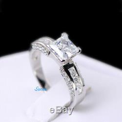 His and Hers 925 Sterling Silver Princess Cut Wedding Engagement Ring Set 4 3/4