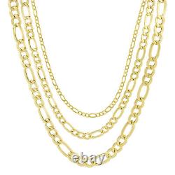 Hollow Figaro Chain Necklace Real 10K Gold Bonded 925