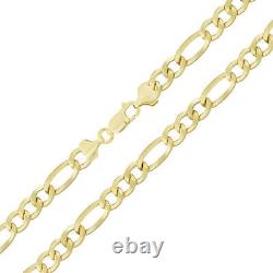 Hollow Figaro Chain Necklace Real 10K Gold Bonded 925