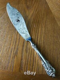 Huge Etched 12 Wallace Grande Baroque Fish Serving Knife Sterling Grand Silver