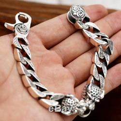 Huge Heavy Men's Solid 925 Sterling Silver Bracelet Link Chain Leopard Jewelry
