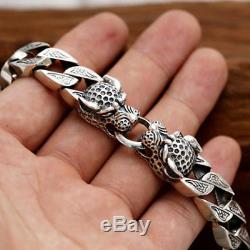 Huge Heavy Men's Solid 925 Sterling Silver Bracelet Link Chain Leopard Jewelry