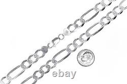 ITALY 925 SOLID Sterling Silver Diamond-Cut FIGARO Chain Necklace or Bracelet
