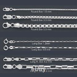 ITALY Sterling Silver ROUND BOX Chain Necklace/Bracelet, LONG BOX Chain Necklace