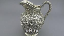 Jenkins & Jenkins Repousse Sterling Silver Water Pitcher Floral Design