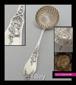 LAPPARRA ANTIQUE 1890s FRENCH STERLING SILVER & VERMEIL SUGAR SIFTER SPOON