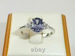 Ladies 925 Sterling Silver Oval Cut and White Sapphire Engagements Wedding Ring
