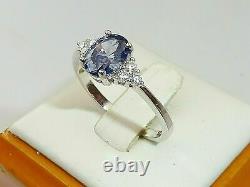 Ladies 925 Sterling Silver Oval Cut and White Sapphire Engagements Wedding Ring