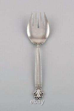 Large Georg Jensen Acanthus salad fork in sterling silver