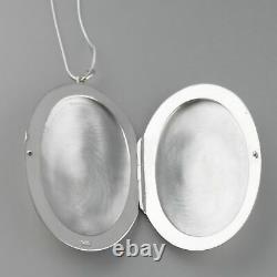Large Oval Photo Locket Necklace 925 Sterling Silver Design Heirloom SN