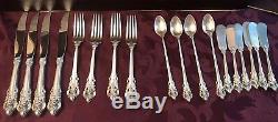 Large Wallace Grand Baroque Sterling Silver Flatware Old Set Servers Heavy Great