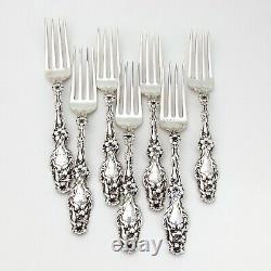 Lily 7 Forks Set Whiting Sterling Silver 1902 Mono M