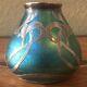 Loetz Art Glass Vase With Sterling Overlay Silver