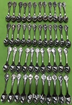 Lot of 46 Sterling Silver US State Birds 2 3/8 Salt Spoons Franklin Mint 1970s