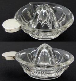 Lovely Antique to Vintage French Sterling Silver & Pressed Glass Citrus Juicer