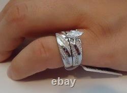 MARQUISE CENTER WEDDING RING & BAND SET With LAB DIAMONDS/ 925 STERLING SILVER