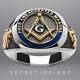 Masonic Ring Freemason F & Am Silver 925 Sterling With 24k-gold-plated Parts