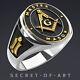 Masonic Ring Master Mason Silver 925 Sterling With 24k-gold-plated Parts
