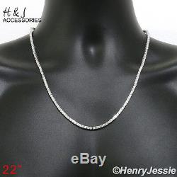 Men 925 Sterling Silver 17-28x3mm Bling 1 Row Tennis Chain Necklacesn10