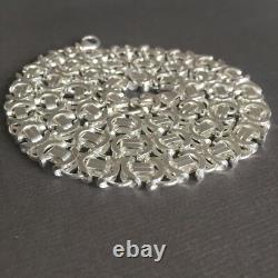 Men Boy King Flat Byzantine Chain Necklaces 7mm 925 Sterling Silver 24Inch 53GR
