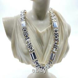 Men Flat Byzantine King Chain Necklace 10.5mm 26 Inch 117GR 925 Sterling Silver