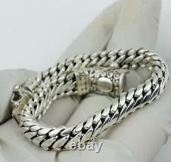 Men /Women 925 Sterling Silver Vintage 9mm Thick Silver Chain Hand Bracelet 8