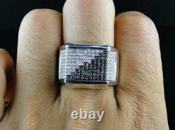 Men's 925 Sterling Silver 2.24 Ct White & Black Round Diamond Pinky Love Ring