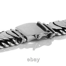 Men's Biker Heavy Wide Bracelet Solid 925 Sterling Silver Size 7 7.5 8 8.5 9 10