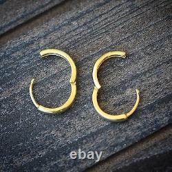 Men's Gold Small 10mm Solid 925 Sterling Silver Huggie Hoop Earrings