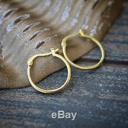 Men's High Quality Gold Plated 925 Sterling Silver Solid Huggie Hoop Earrings