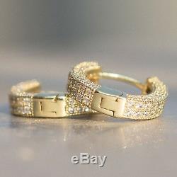 Men's Hip Hop Gold Top Quality Sterling Silver Iced Small Diamond Hoop Earrings