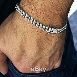 Men's Iced Miami Cuban Bracelet Solid 925 Sterling Silver Micro Pave 8 x 6 MM