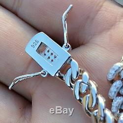 Men's Iced Miami Cuban Bracelet Solid 925 Sterling Silver Micro Pave 8" x 6 MM 